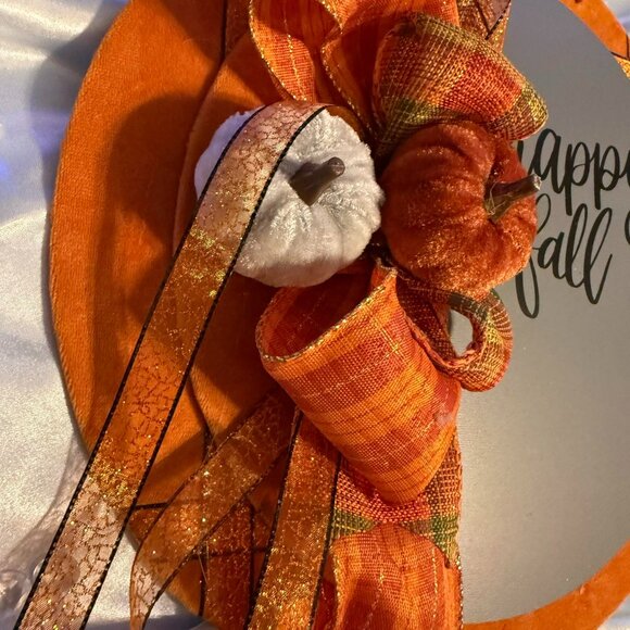 12" Fall Door Decor - Wreath with Pumpkins - Picture 5 of 6